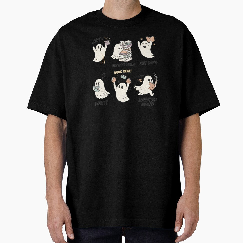Reading Ghosts with Books | Cute Funny Cartoon Design by hn79 T-Shirts, Hoodie, Sweatshirt | BlankRebels.com (Image 1)