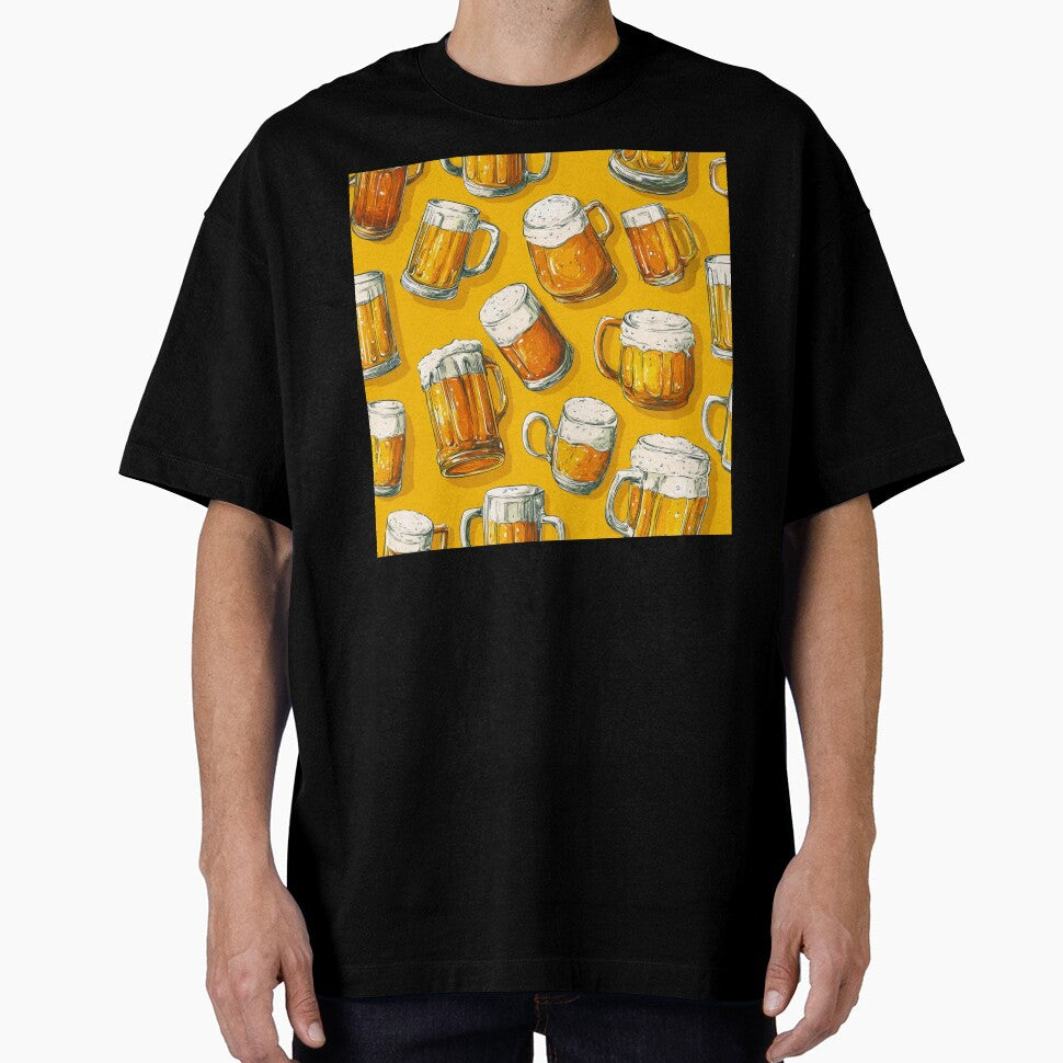 Frothy Beer Mugs Pattern Ale Lager Drinker by NicolasGlowArt