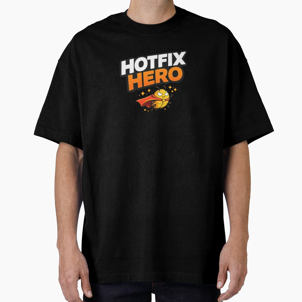 Hotfix Hero – Funny Developer Bug Superhero Coding Design by Vasil Dimitrov T-Shirts, Hoodie, Sweatshirt (Image 1)