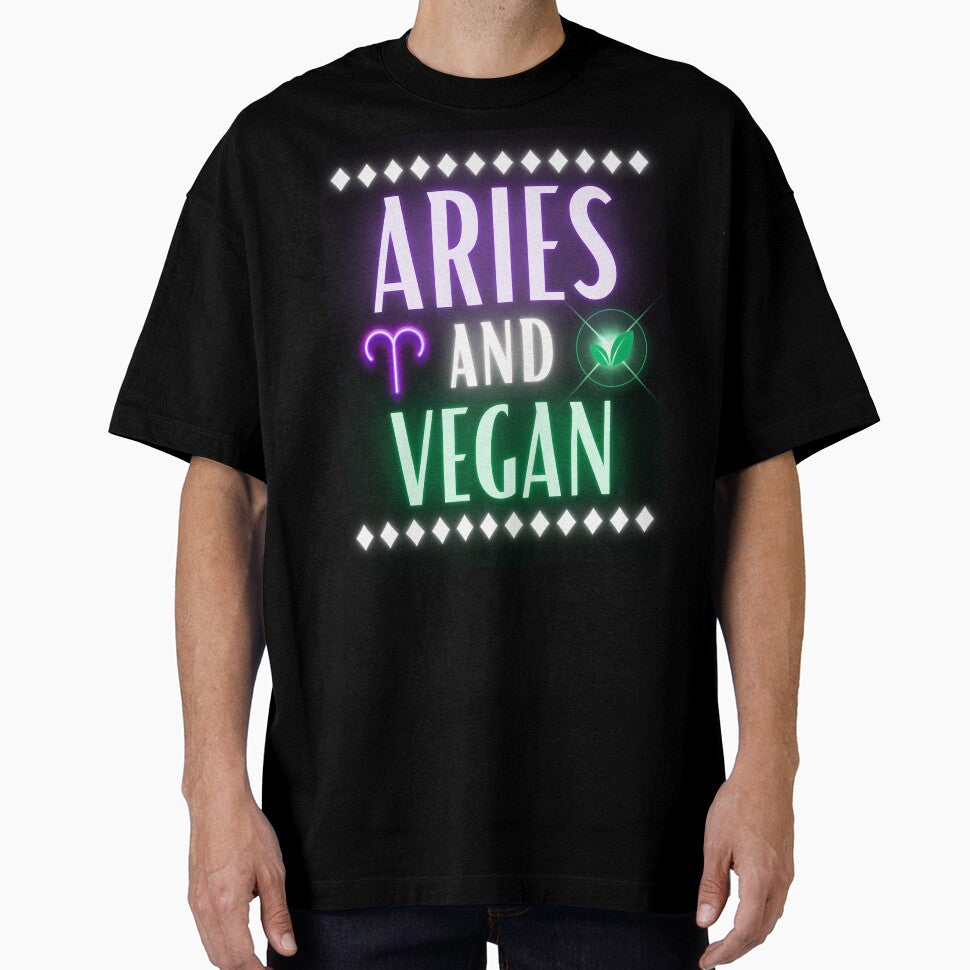 Aries and Vegan Neon Retro Style by MysticZodiac T-Shirts, Hoodie, Sweatshirt | BlankRebels.com (Image 1)