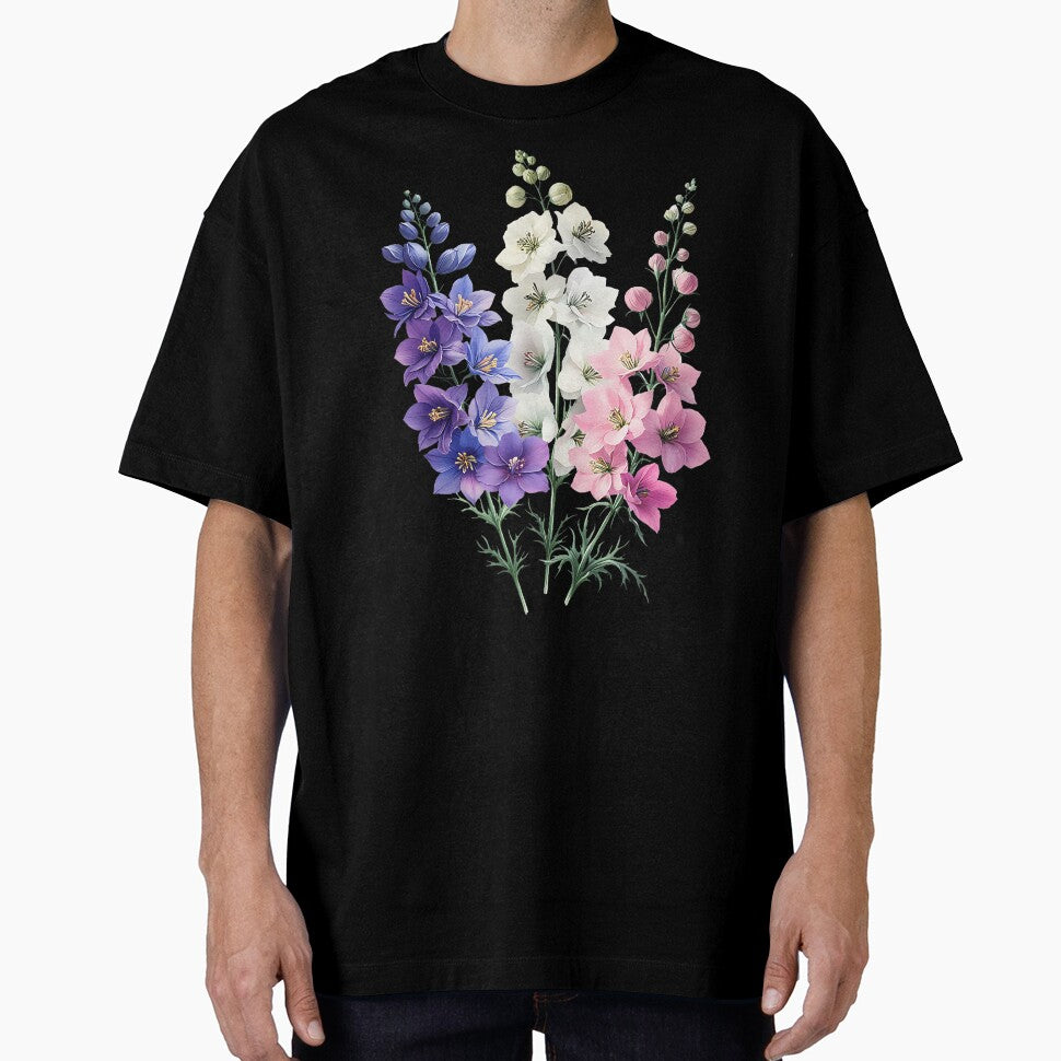 Aesthetic Delphinium July Birthday Flower Garden by CarmelaConstan T-Shirts, Hoodie, Sweatshirt | BlankRebels.com (Image 1)