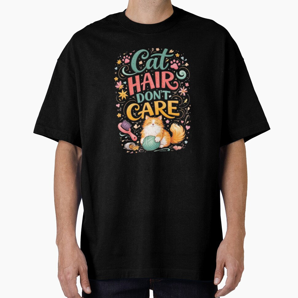 Cat Hair Don't Care Aesthetic Cute Cat Lover Design by Sanika arts T-Shirts, Hoodie, Sweatshirt | BlankRebels.com (Image 1)