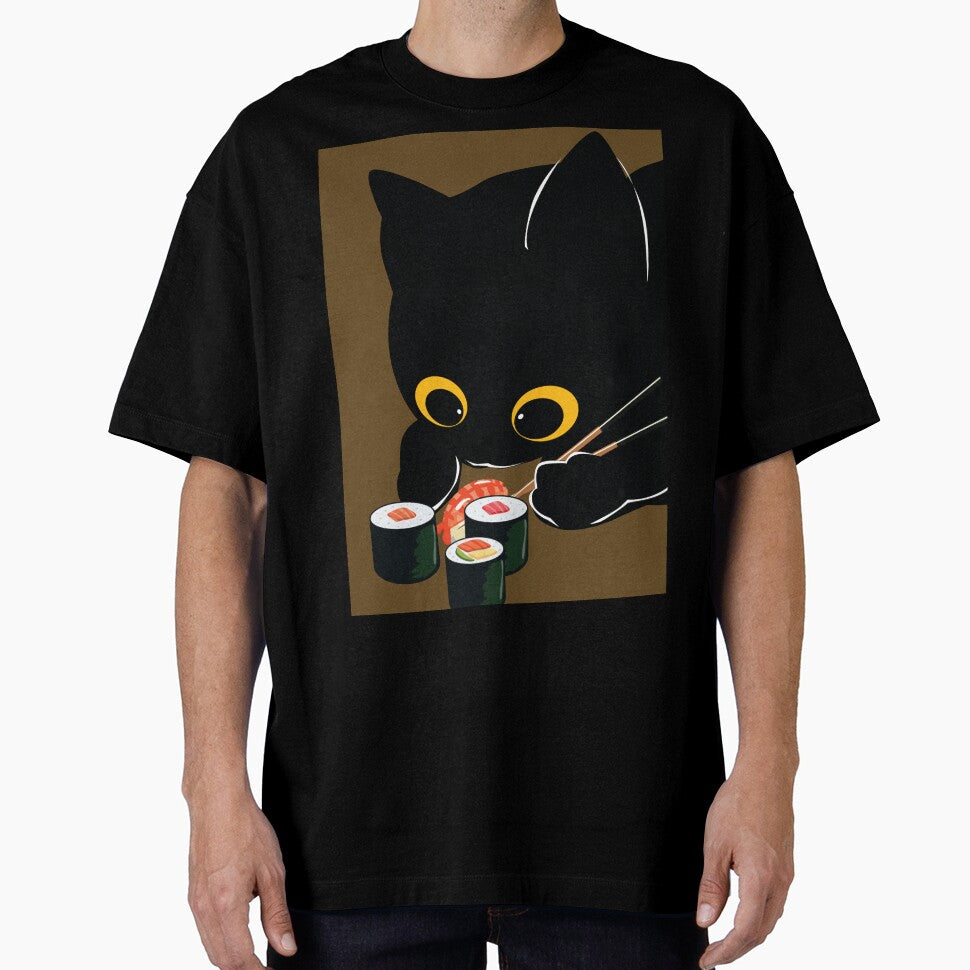 cute hungry cat eating sushi | Sushi Cat by PurrfectHome T-Shirts, Hoodie, Sweatshirt | BlankRebels.com (Image 1)
