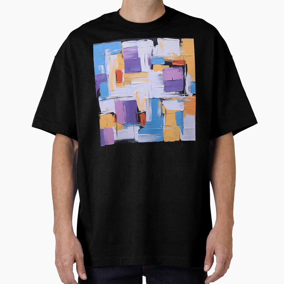 Blue, Yellow, Purple, And White Contemporary Modern Abstract by DEC02 T-Shirts, Hoodie, Sweatshirt (Image 1)