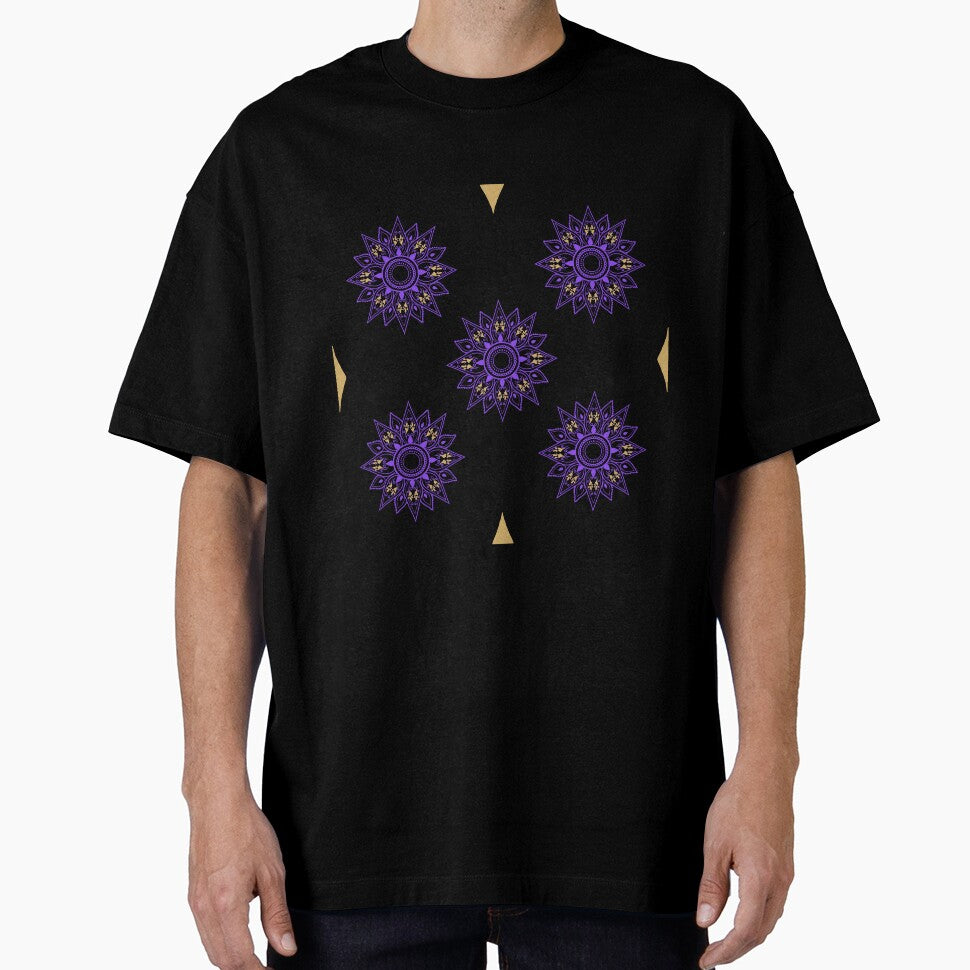 Flower patterns violet on black by Chaoticzarts