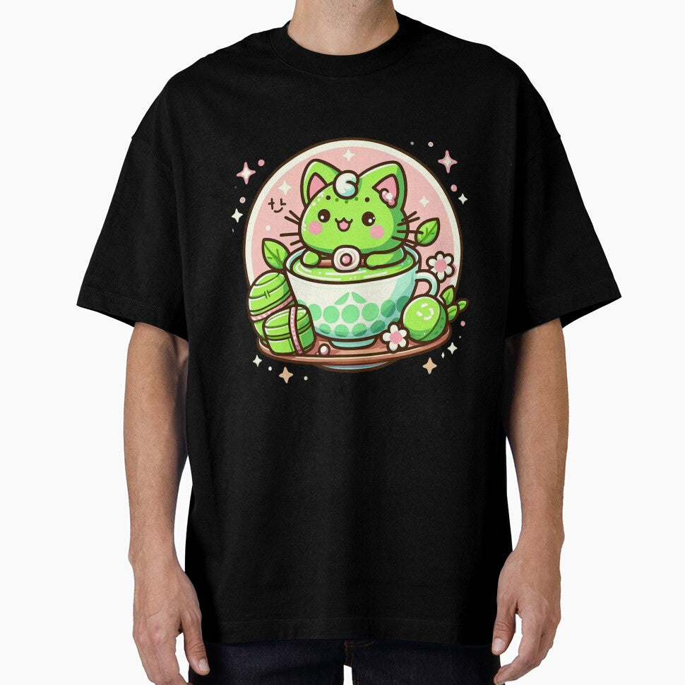 Kawaii Matcha Cat In Teacup Art by BigBlueArt T-Shirts, Hoodie, Sweatshirt | BlankRebels.com (Image 1)