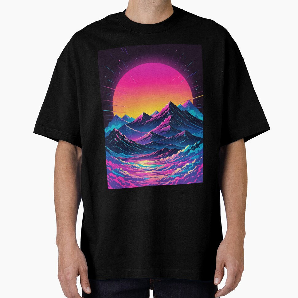 Vaporwave Sunset Mountains by GrayWolf123 T-Shirts, Hoodie, Sweatshirt | BlankRebels.com (Image 1)