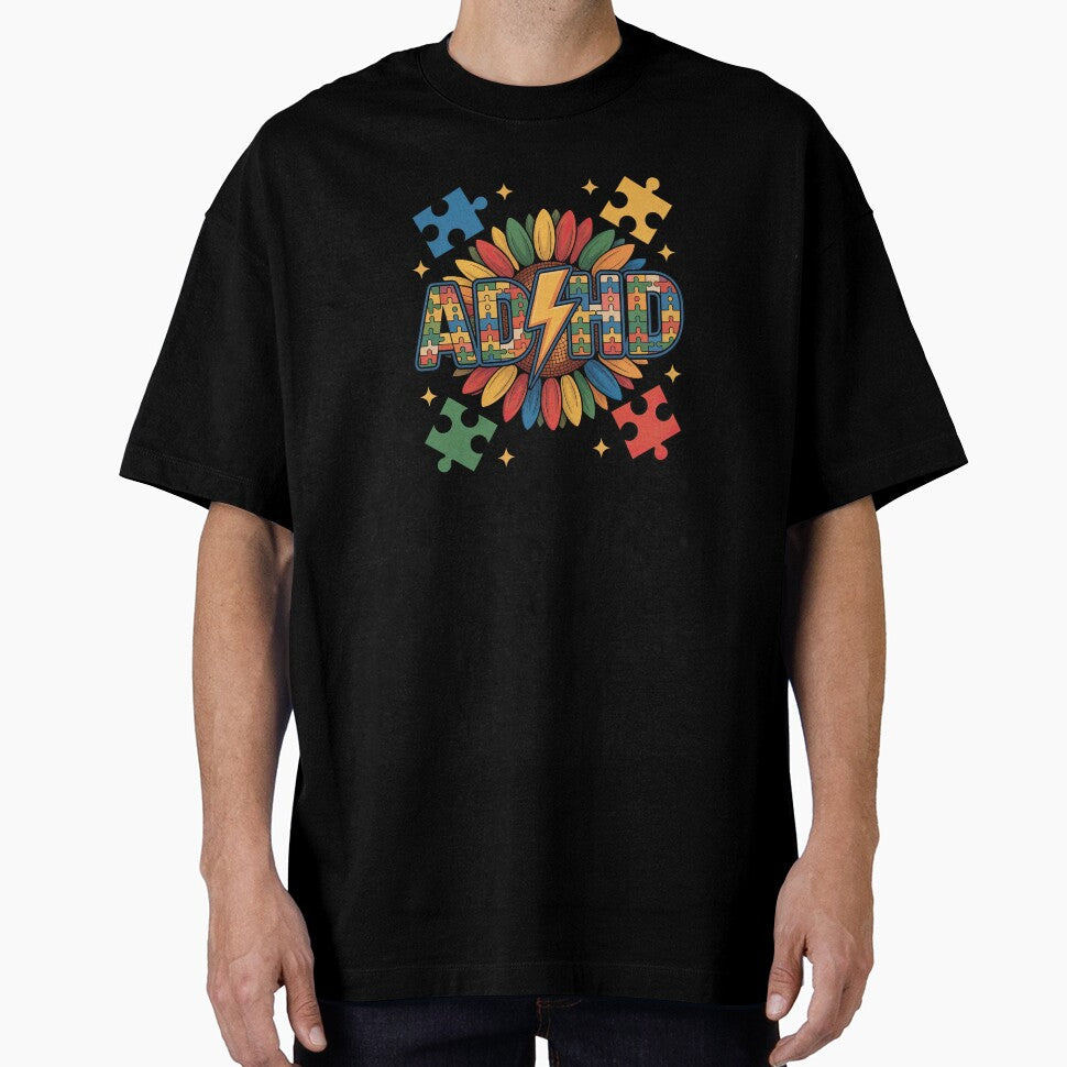 Colorful Floral ADHD Design – Neurodiversity Puzzle Piece Sticker by Suzy Perez Art T-Shirts, Hoodie, Sweatshirt (Image 1)