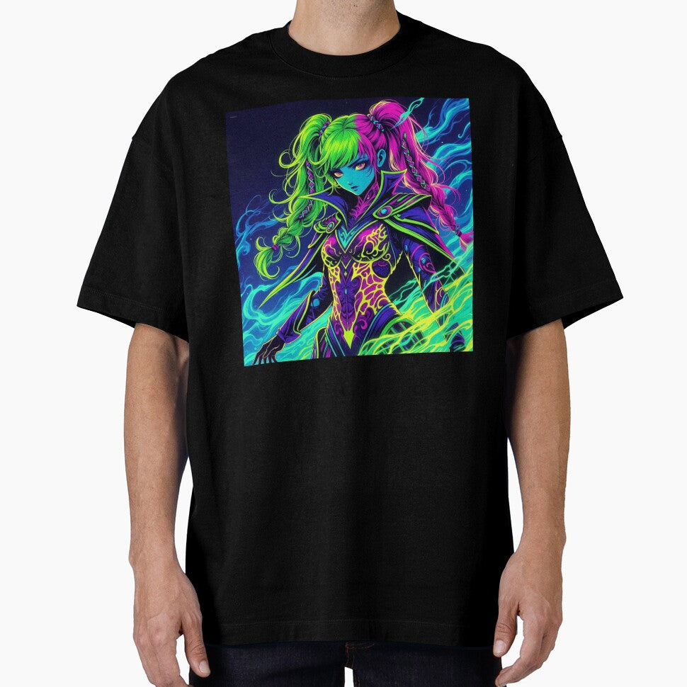 Cyber Ninja: Neon Flame & Braids by RadaQueen T-Shirts, Hoodie, Sweatshirt | BlankRebels.com (Image 1)