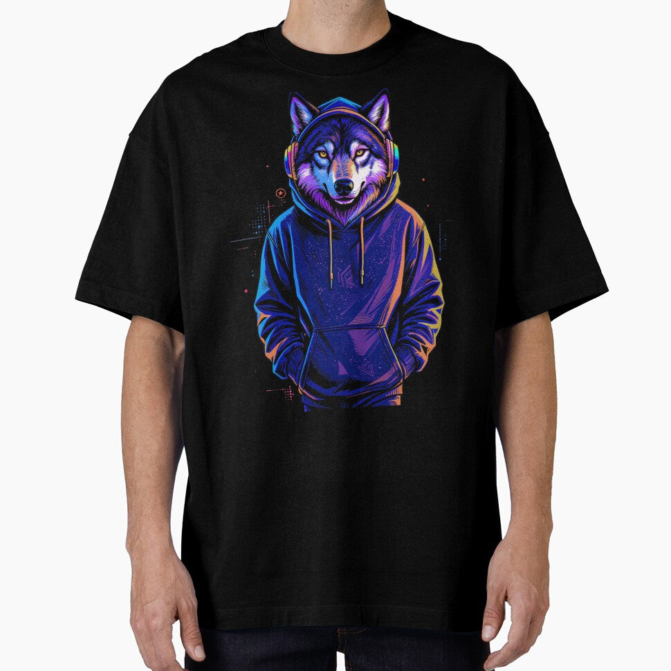 Urban Wolf with Headphones | On My Own Time Streetwear Wolf Art by ColorSplash123 T-Shirts, Hoodie, Sweatshirt (Image 1)