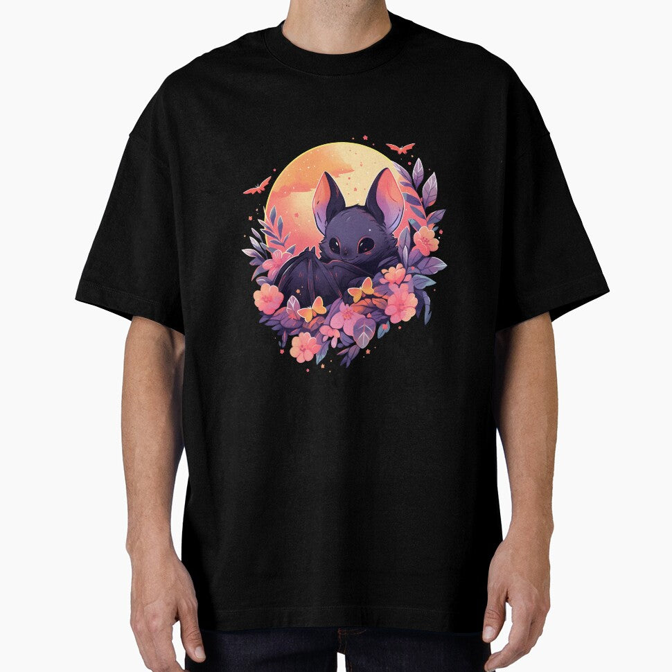 Adorable Bat Poking Head from Fall Flowers by InkedBeasts