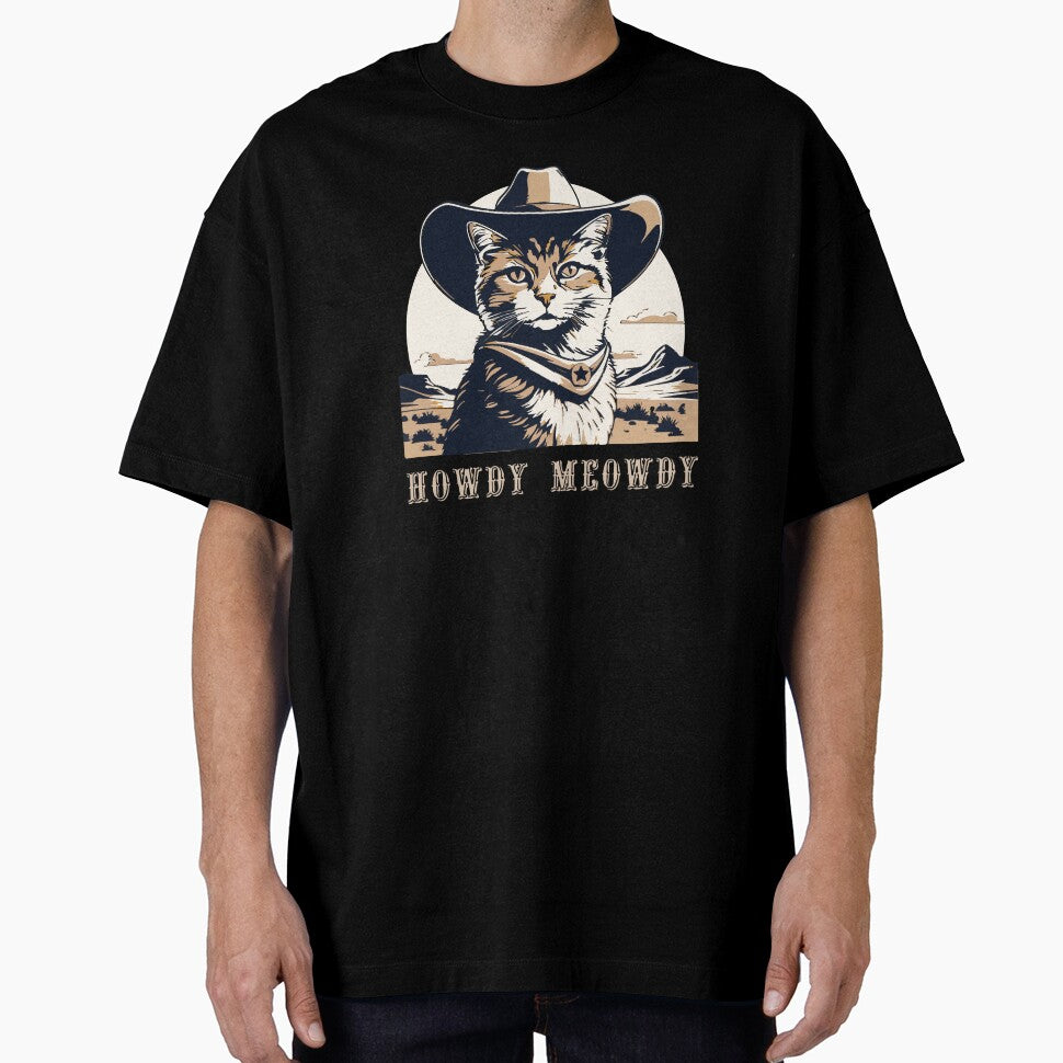 Howdy Meowdy Cat Meme | Texan Cowboy Cat Meowdy | Retro colored Western Cowboy Gifts for Dad | Meowdy Cat Face... (Image 1)