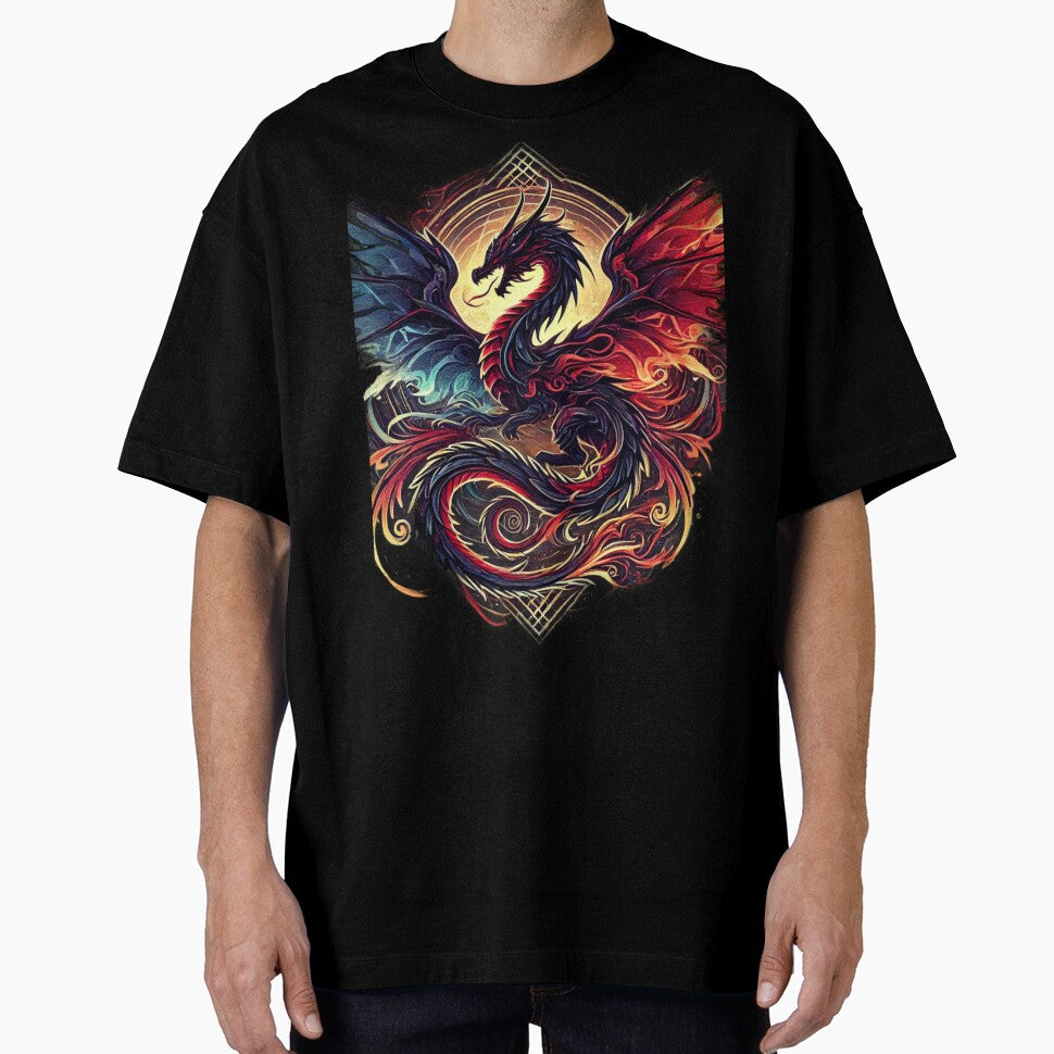 ? Cyber Mystic Dragon – Tribal & Futuristic Fantasy Art by InspiroPrints T-Shirts, Hoodie, Sweatshirt (Image 1)
