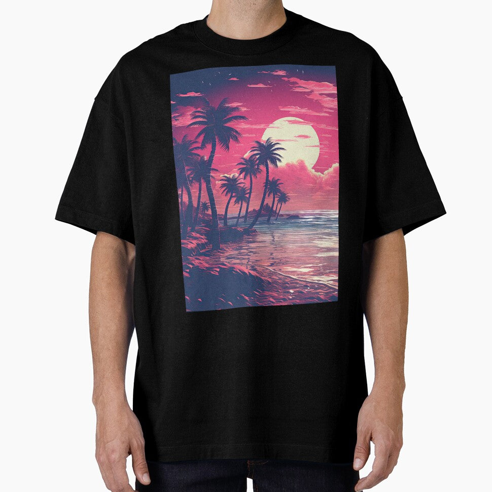 Luminous Landscape: Palm Trees and Neon Echoes by Mullet Monkey T-Shirts, Hoodie, Sweatshirt | BlankRebels.com (Image 1)
