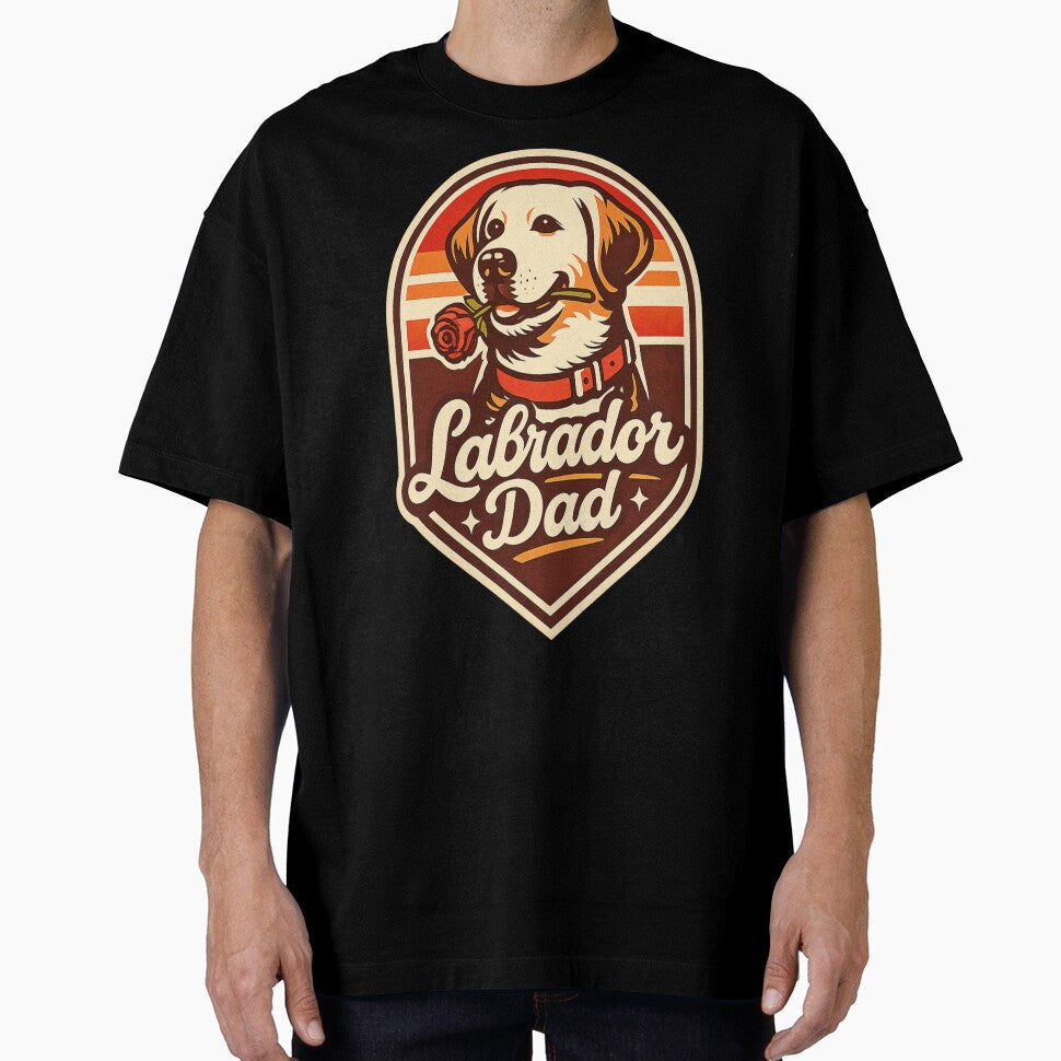 Labrador Dad Valentine Shirt – Retro Valentine's Day Dog Dad Gift with Rose by PawPrintCustom