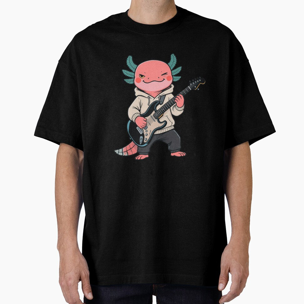Guitar Player Axolotl – Cool Electric Guitar Music Illustration by ColorSplash123 T-Shirts, Hoodie, Sweatshirt (Image 1)
