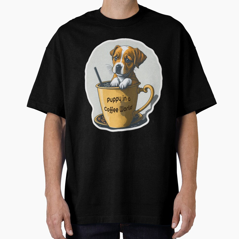 Puppy in a Coffee World by hudaG T-Shirts, Hoodie, Sweatshirt | BlankRebels.com (Image 1)