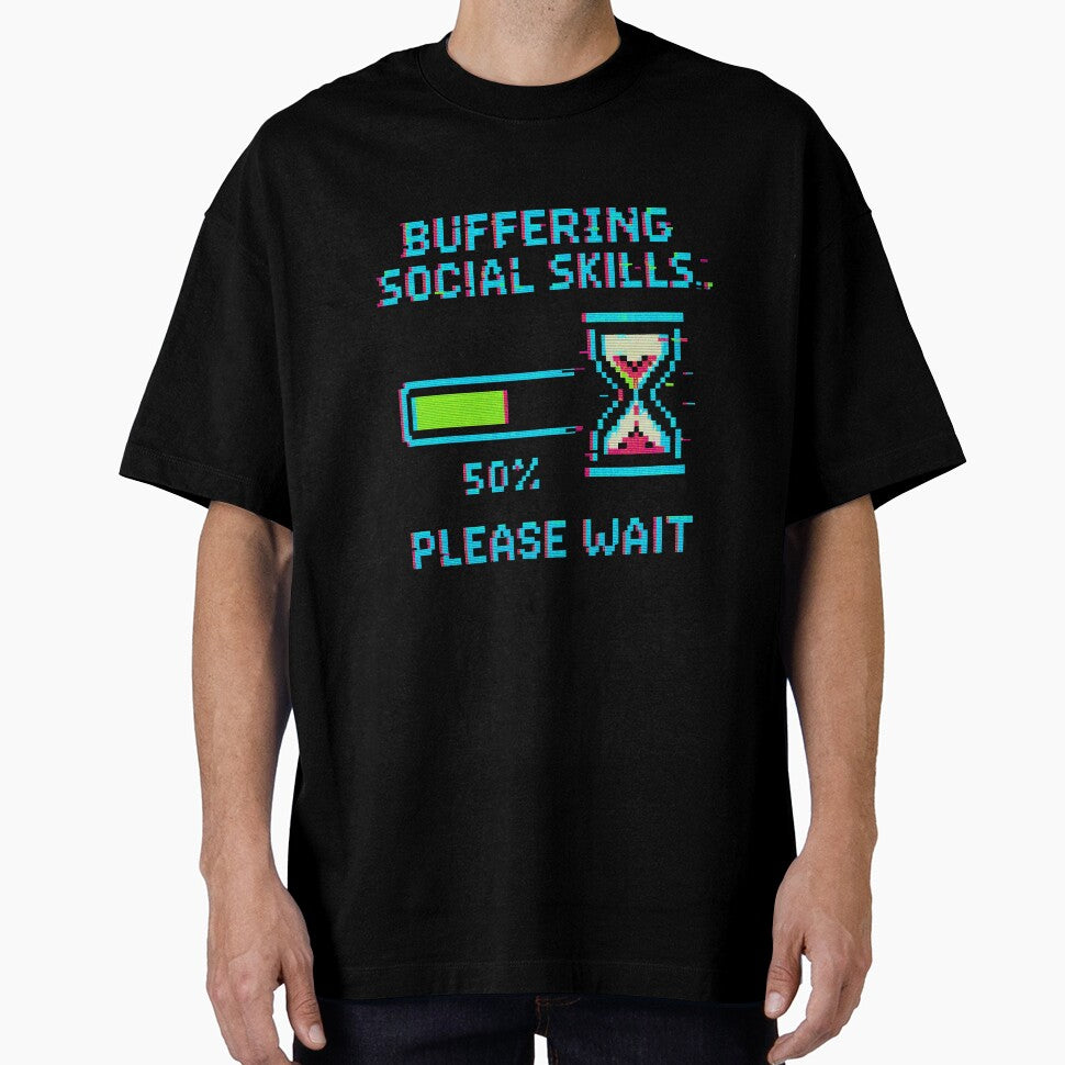 Buffering Social Skills – Retro Glitch Humor Design by TeesAndSass T-Shirts, Hoodie, Sweatshirt | BlankRebels.com (Image 1)