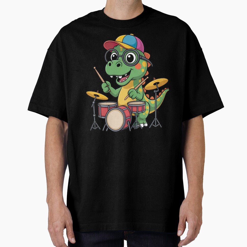 Cartoon Dinosaur, Cartoon Dinosaur Playing Drums by graphic-genie