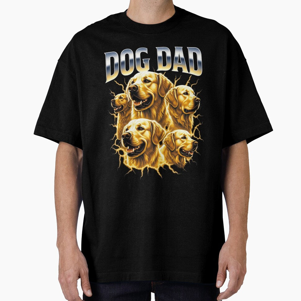 Distressed Golden Retriever Retro 90s Rap Tee Graphic by GrumpySableye