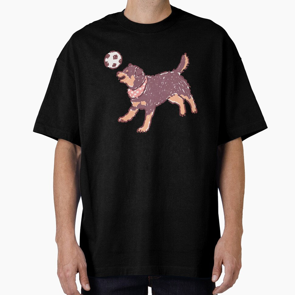 Soccer Football Rottweiler, playful textured illustration by Magnificent Lizard