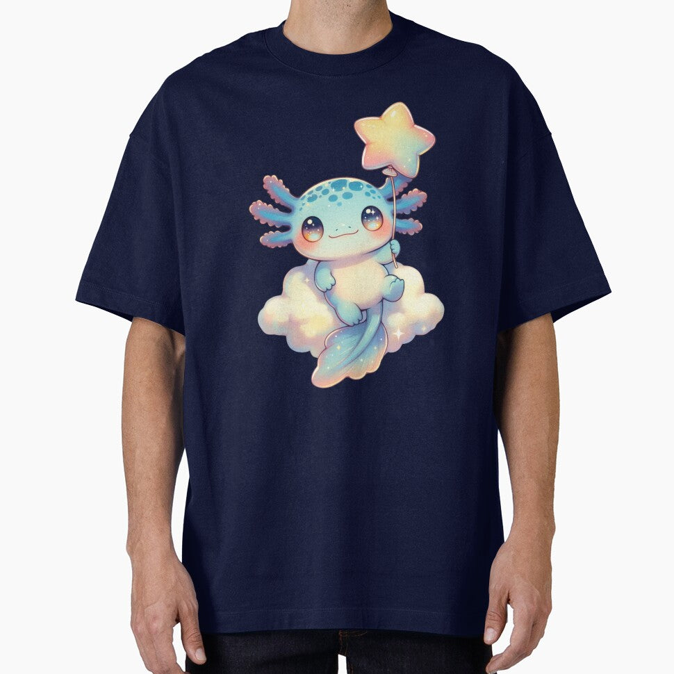 Kawaii Baby Axolotl Cloud Magic Star Balloon Cute Animal by GrumpySableye T-Shirts, Hoodie, Sweatshirt (Image 1)