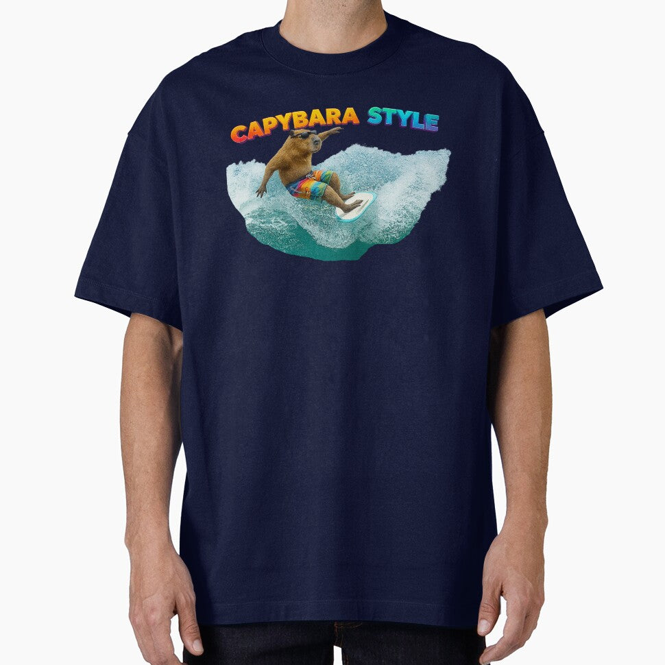 Capybara Surfing Style – Fun and Colorful Beach Design of a Capybara by G-A-D-U T-Shirts, Hoodie, Sweatshirt (Image 1)