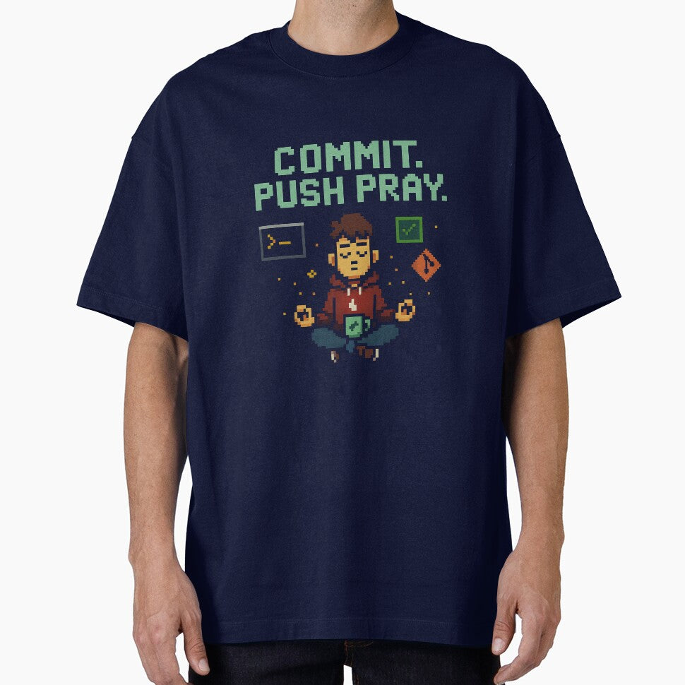 Commit Push Pray - 8-Bit Developer Life by pixellifestyle T-Shirts, Hoodie, Sweatshirt | BlankRebels.com (Image 1)