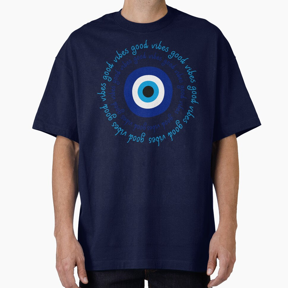 Good Vibes and Evil Eye Protection Symbol (Blue Background) by MusesWhispers T-Shirts, Hoodie, Sweatshirt (Image 1)