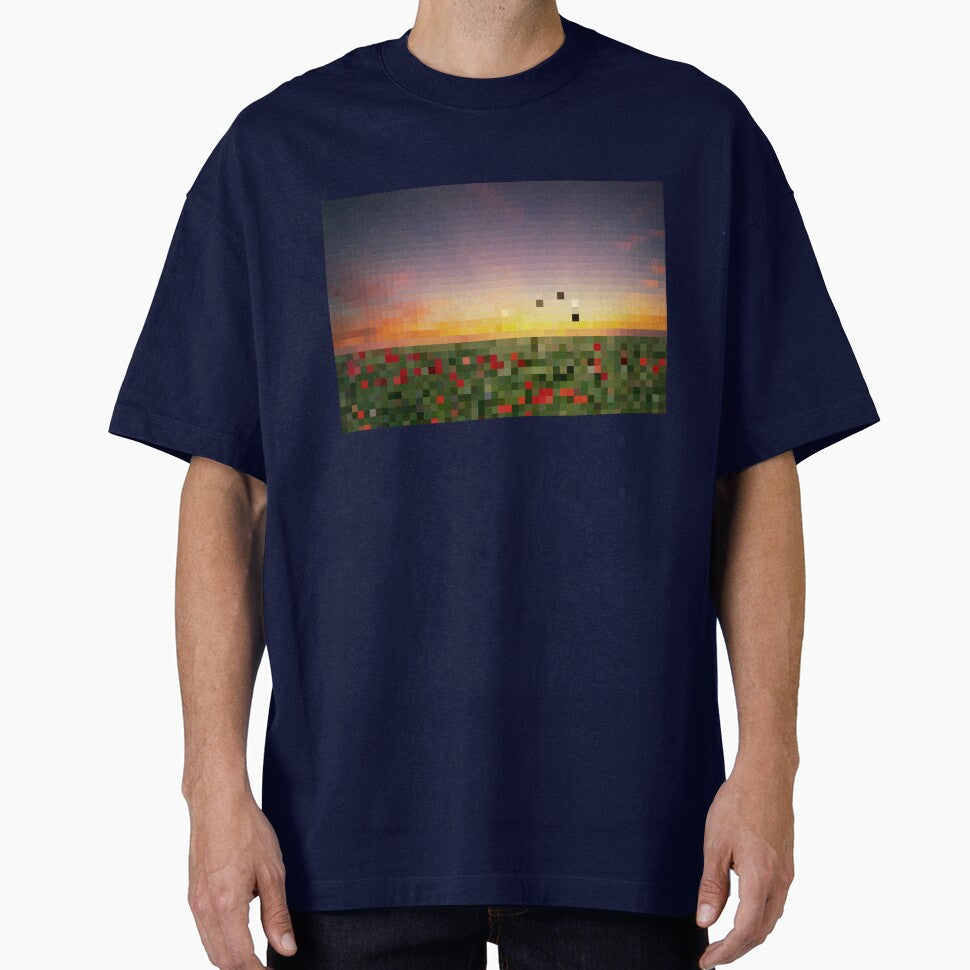 Pixelated Rose Field Sunset Scene by Potato Quality Prints T-Shirts, Hoodie, Sweatshirt | BlankRebels.com (Image 1)