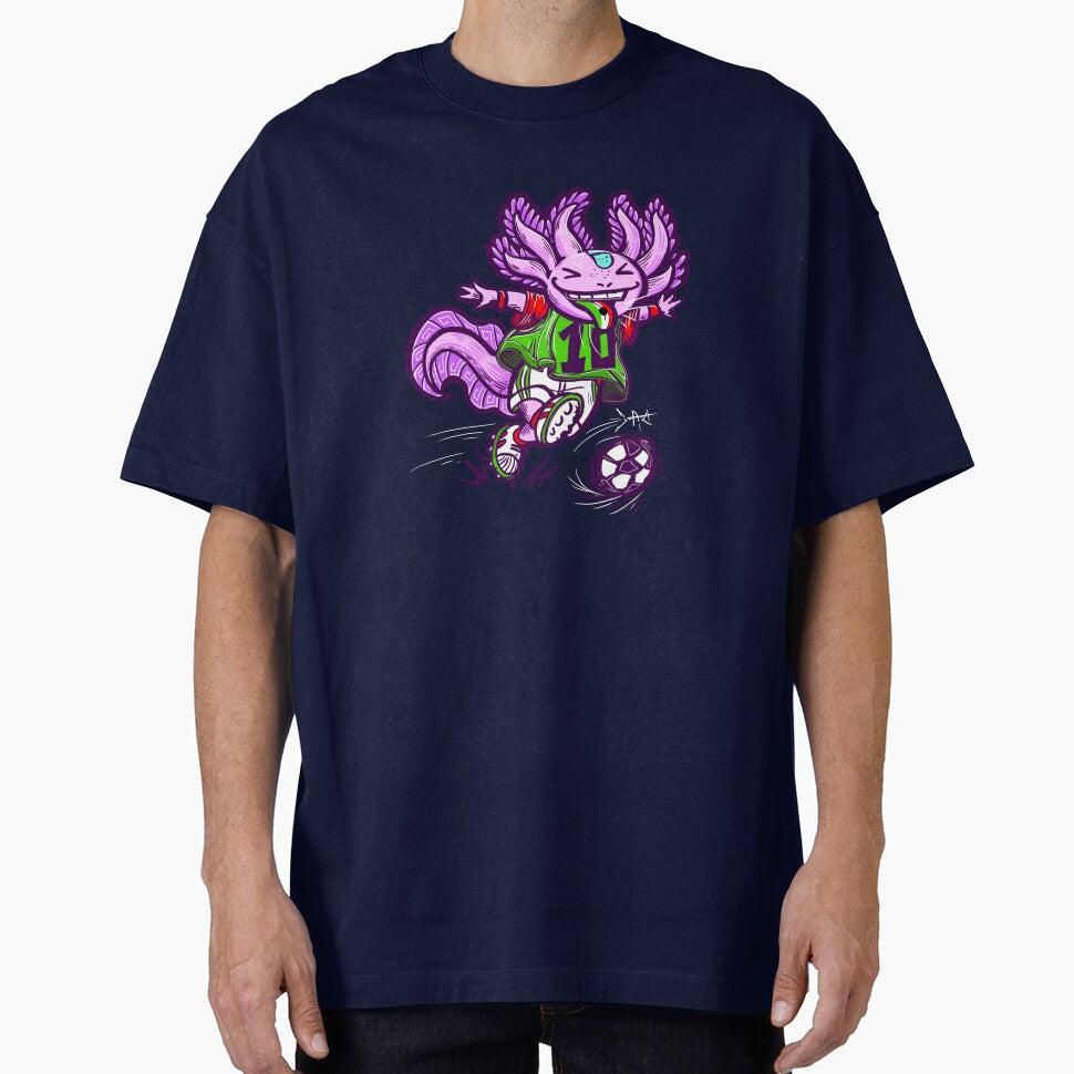 Soccer-playing axolotl color by UrielCalavera
