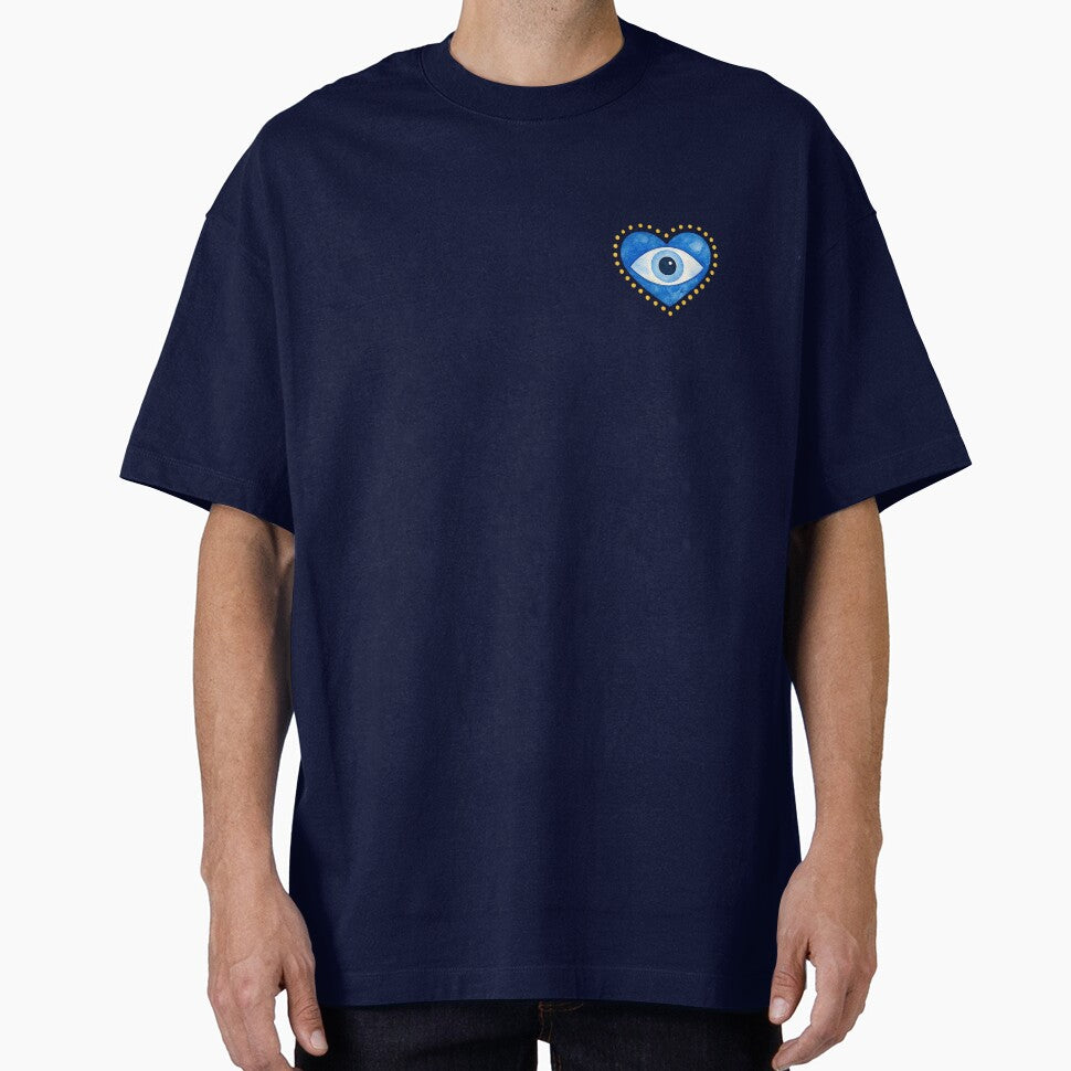 Evil Eye Heart – Blue & Gold Protective Spiritual Symbol Watercolor Design by station-one T-Shirts, Hoodie,... (Image 1)