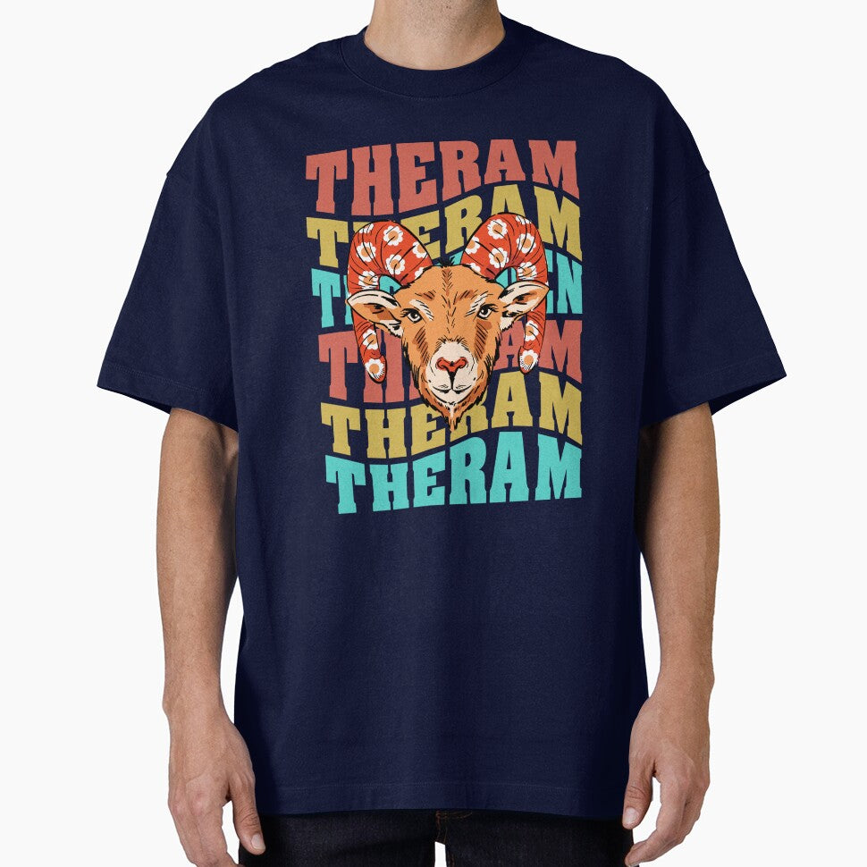 Aries Star Ram Zodiac - Astrology Retro Bohemian Red Blue Yellow Floral by KatandChase T-Shirts, Hoodie, Sweatshirt (Image 1)