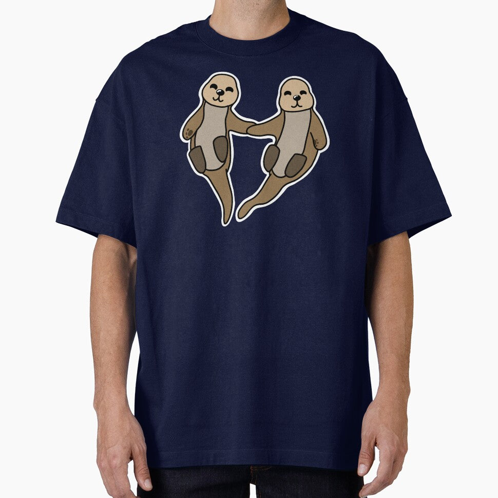 Otters Holding Hands In A Heart by BundaBear T-Shirts, Hoodie, Sweatshirt | BlankRebels.com (Image 1)
