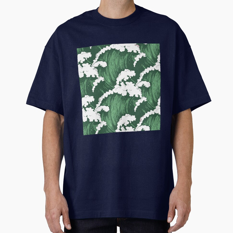 Green Ocean Waves Illustration by Kleon Seo T-Shirts, Hoodie, Sweatshirt | BlankRebels.com (Image 1)