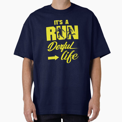 It's A Run Derful Life - Running Quotes - Yellow, Blue, Black, White - Marathoner Gift, Runner's Gift, Running... (Image 1)
