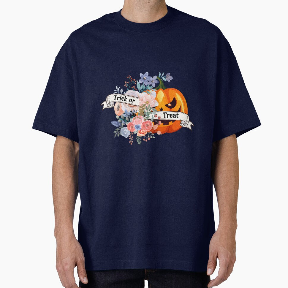 Floral Pumpkin Trick or Treat | Halloween Aesthetic Design by KualaShop T-Shirts, Hoodie, Sweatshirt (Image 1)