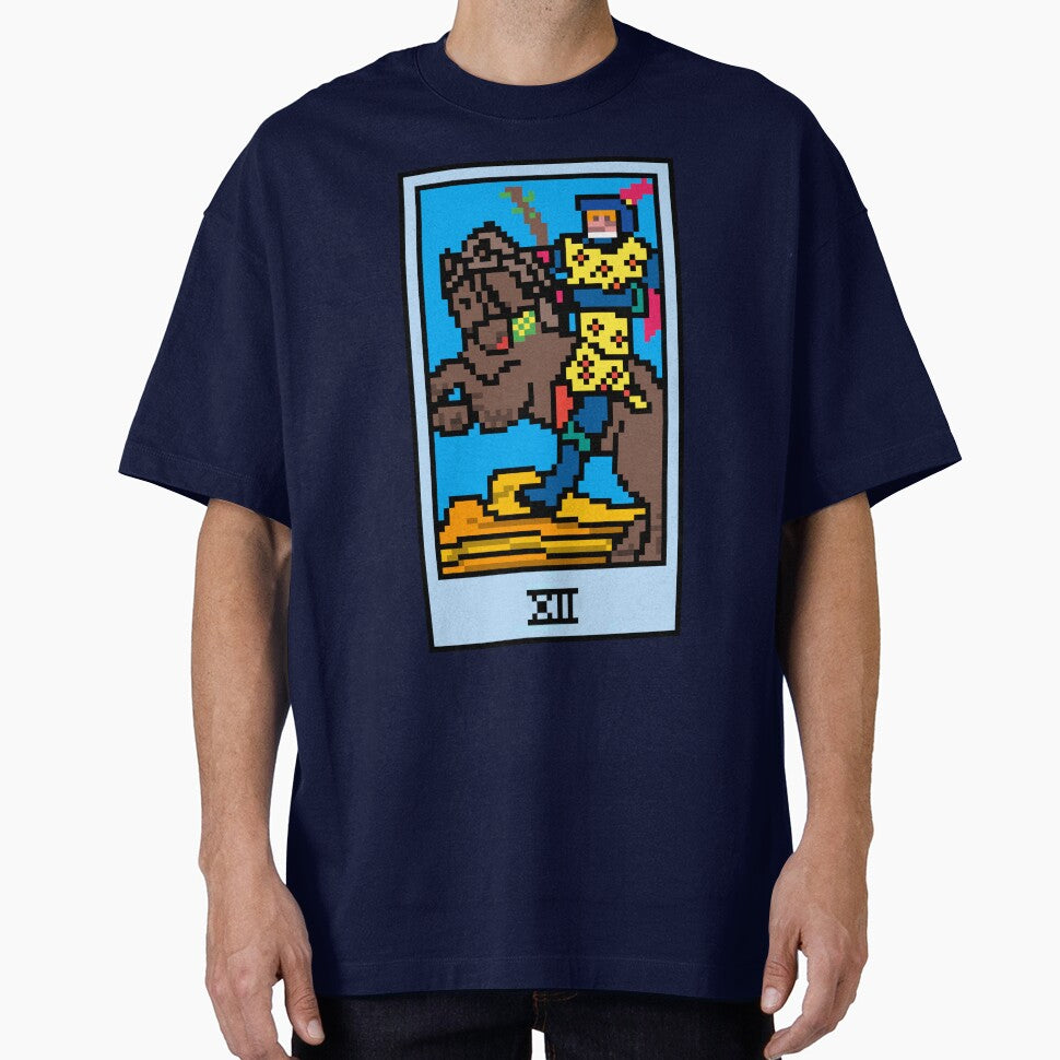 Wait, is this pixel art tarot? Blue - Minor Arcana 'Knight of Wands' (Design for T-shirt, stickers and other... (Image 1)