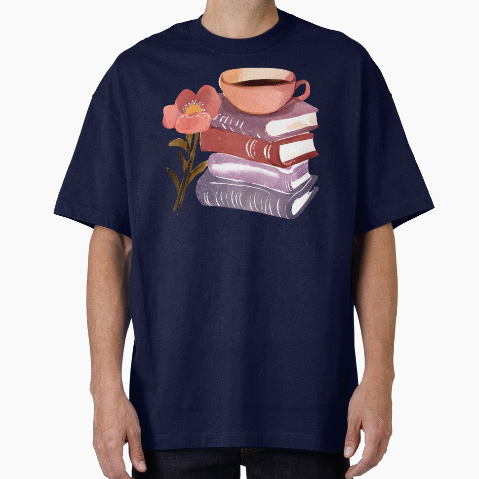 Books and Coffee Cup and Flowers by FarmOfCuties T-Shirts, Hoodie, Sweatshirt | BlankRebels.com (Image 1)