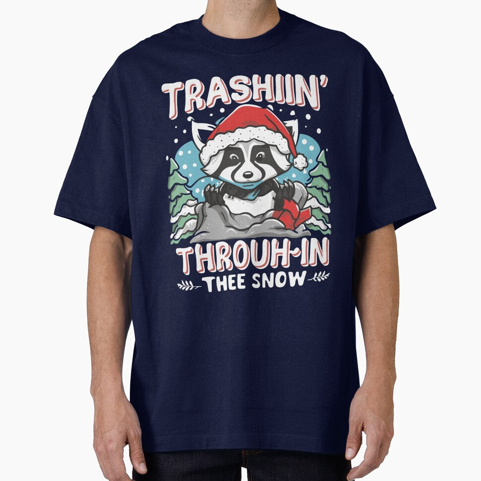 Trashin Through The Snow Xmas Raccoon Santa hat Trash Panda T-Shirt by MizoX7 Hoodie, Sweatshirt | BlankRebels.com (Image 1)
