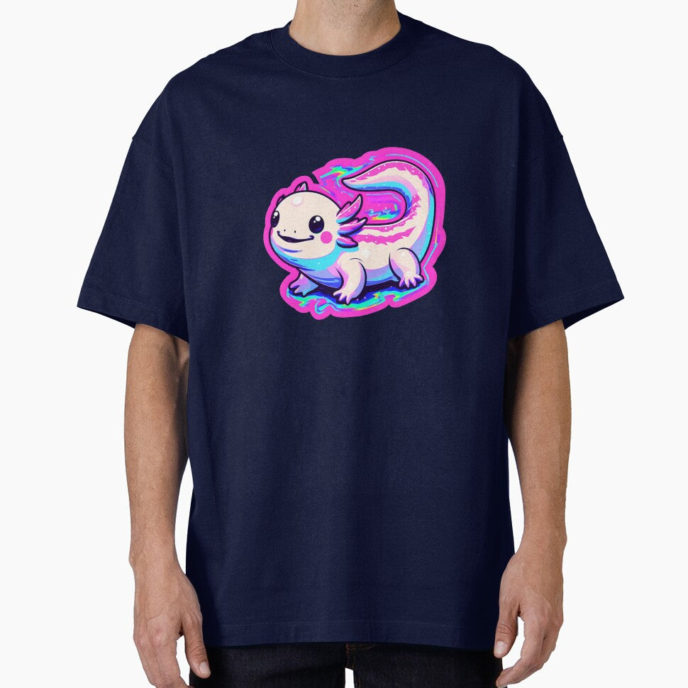 Neon and bright Axolotl art running by Mr Pyuku T-Shirts, Hoodie, Sweatshirt | BlankRebels.com (Image 1)