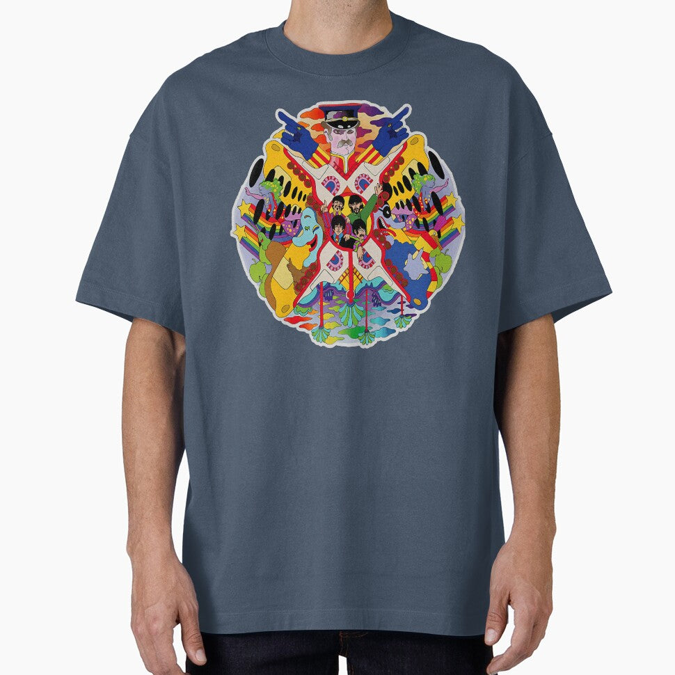Psychedelic Sixties Yellow Submarine LSD pepperland Cartoon cult movie Colourful pop art Collage by Kludoman