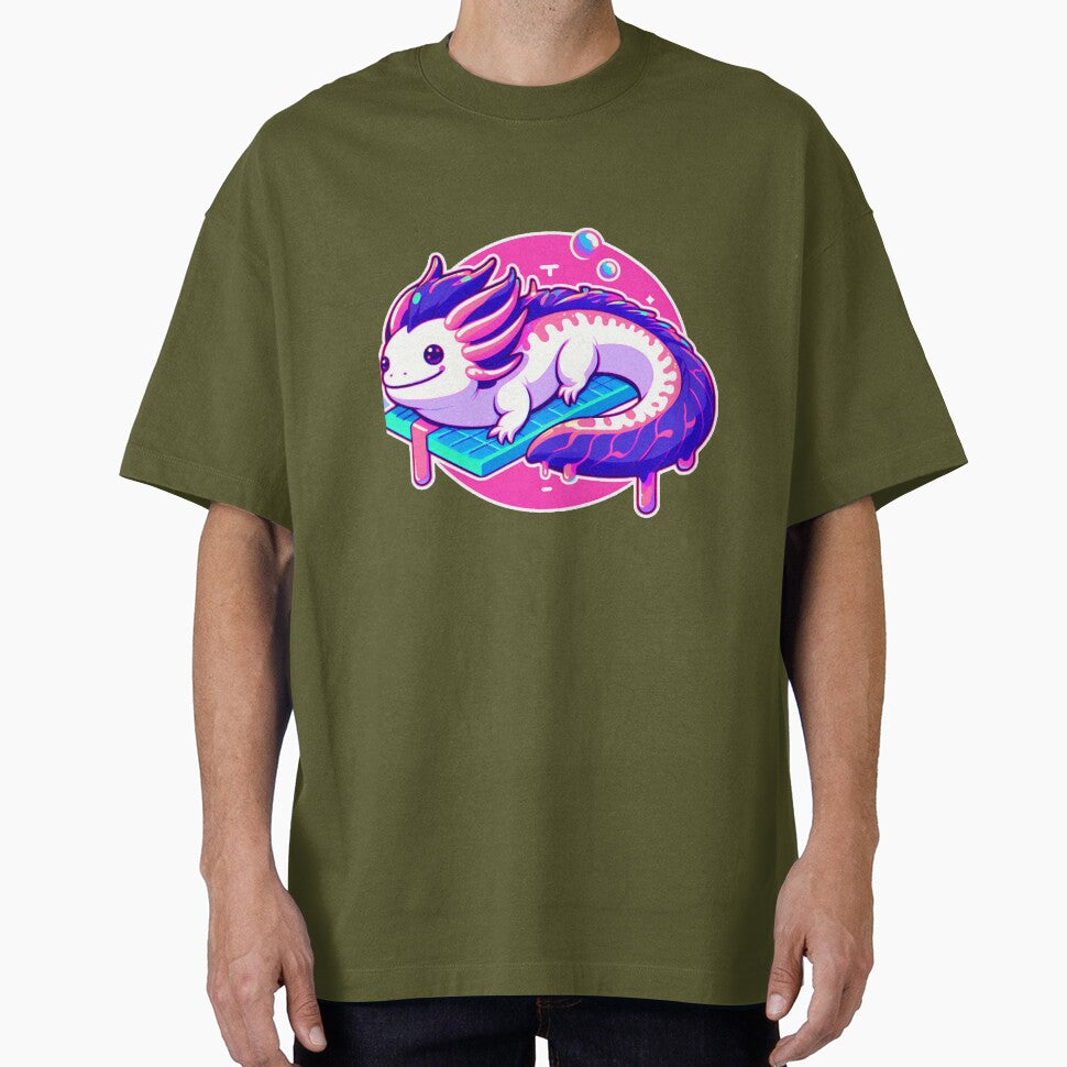 Cute Axolotl chilling vaporwave style by Mr Pyuku T-Shirts, Hoodie, Sweatshirt | BlankRebels.com (Image 1)