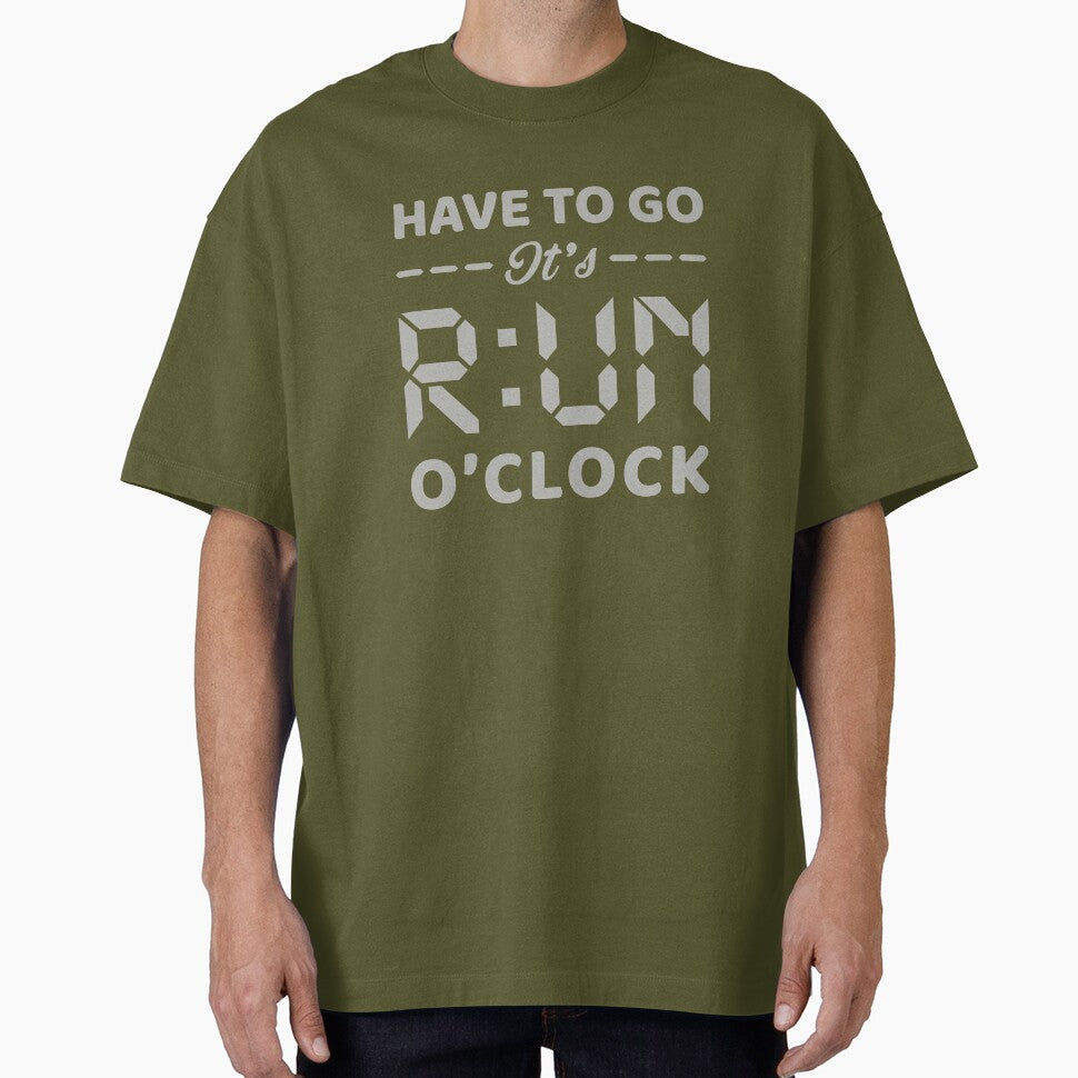 Have To Go It's RUN o'clock - Funny Running Quotes -  Green, Gray, White - Marathoner Gift, Runner's Gift,... (Image 1)