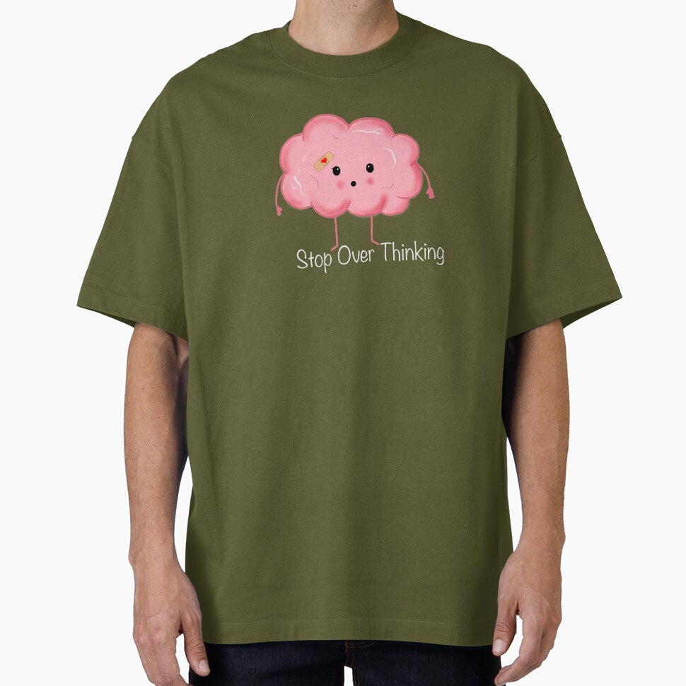 Stop Over Thinking Brain with White Lettering by KangarooTales T-Shirts, Hoodie, Sweatshirt | BlankRebels.com (Image 1)