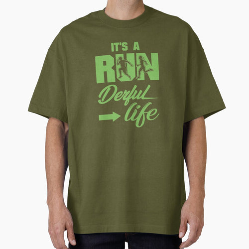 It's A Run Derful Life - Running Quotes - Green, Black, White - Marathoner Gift, Runner's Gift, Running Gift by... (Image 1)