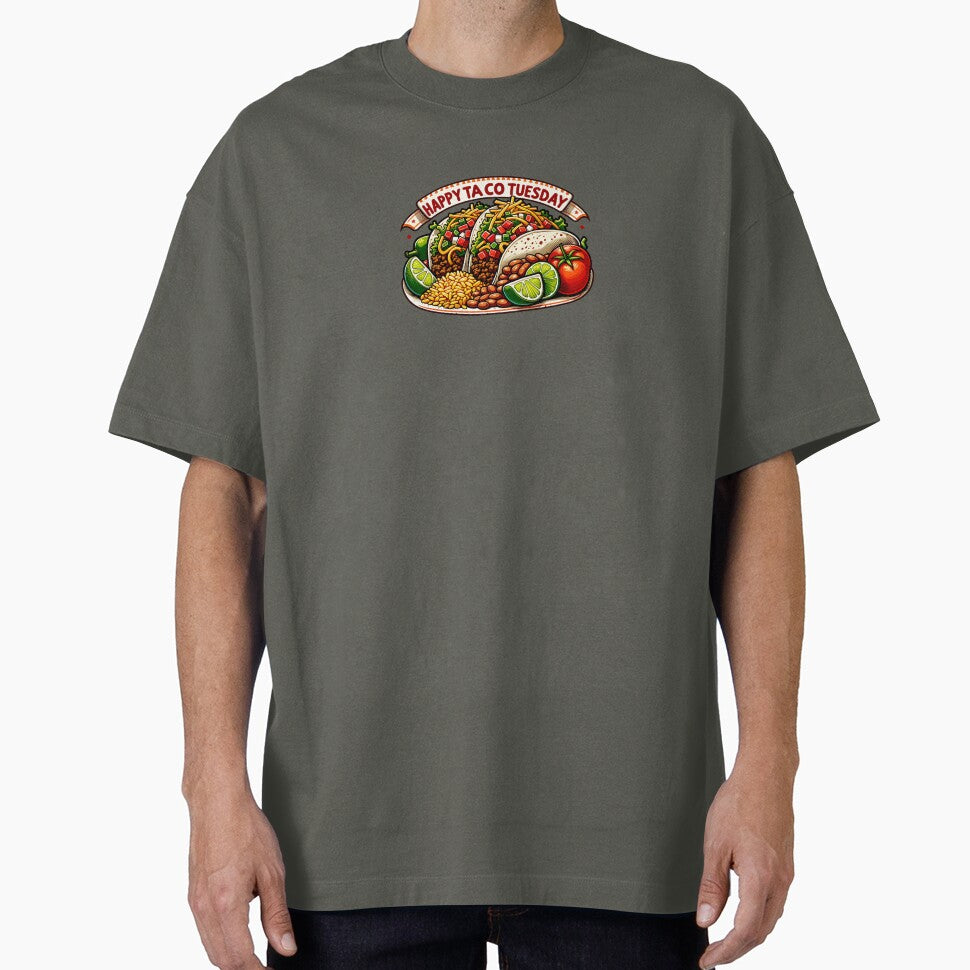 Happy Taco Tuesday with Tan Banner and Red Text by nikkolaus T-Shirts, Hoodie, Sweatshirt | BlankRebels.com (Image 1)