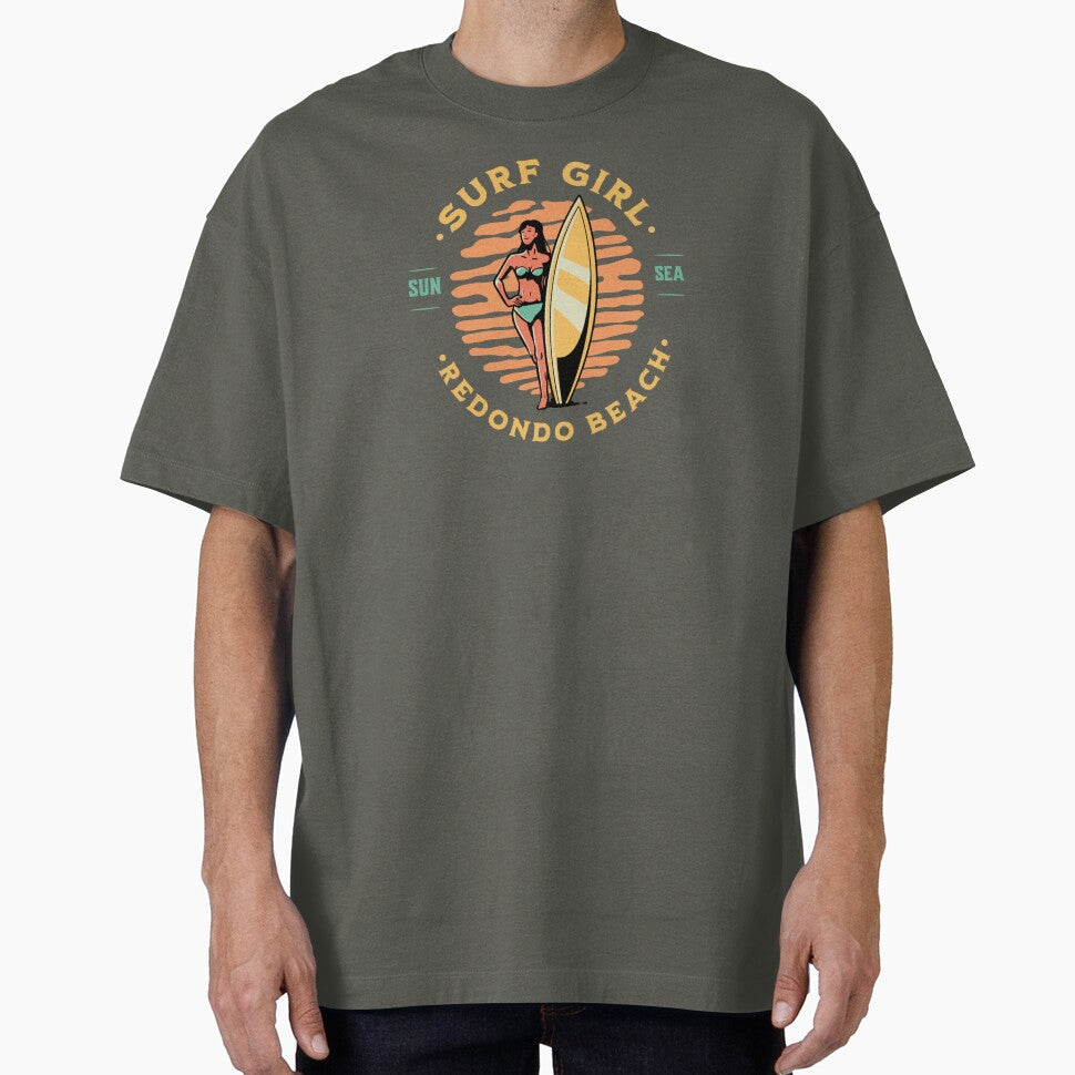 Surfer Girl Surfing Redondo Beach Surfing California by CattlettArt T-Shirts, Hoodie, Sweatshirt | BlankRebels.com (Image 1)