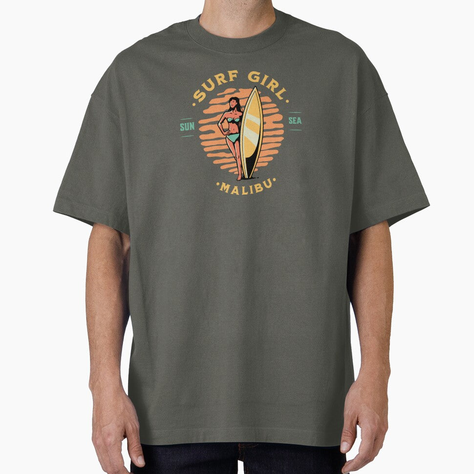Surfer Girl Surfing Malibu California by CattlettArt T-Shirts, Hoodie, Sweatshirt | BlankRebels.com (Image 1)