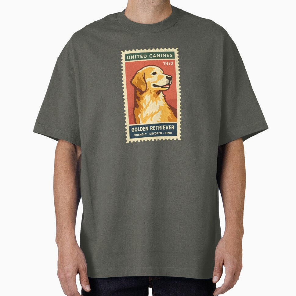 Vintage Golden Retriever Stamp Art by postmarkpaw T-Shirts, Hoodie, Sweatshirt | BlankRebels.com (Image 1)
